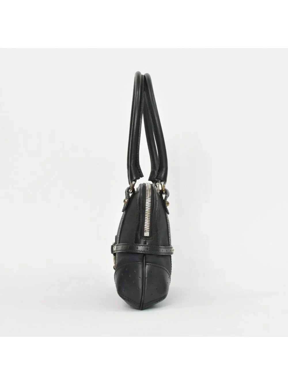 Gucci Interlocking G Handbag Canvas Leather Black Silver